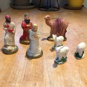 Vintage chalkware nativity figurines